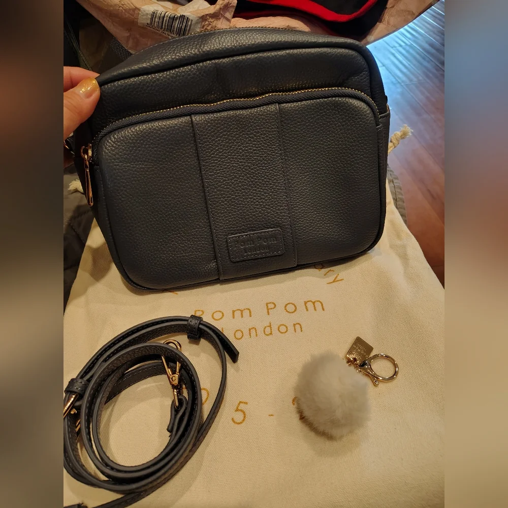 Pom Pom London Original Plus Slate Blue Crossbody Bag - Picture 2 of 6